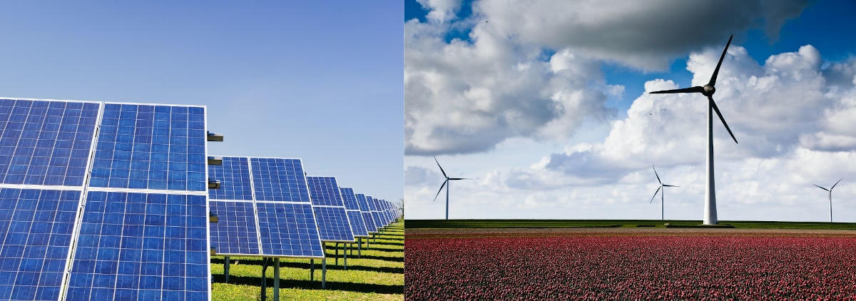 Éoliennes sur terre et éoliennes en mer