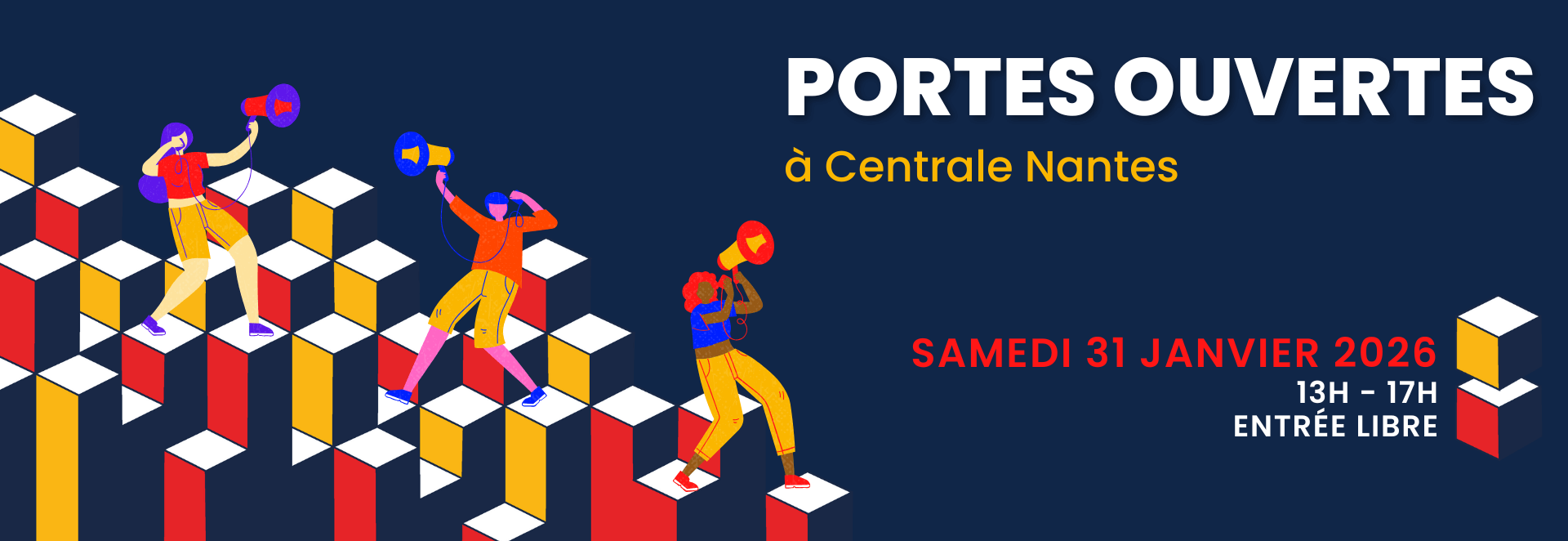 Portes ouvertes à Centrale Nantes : samedi 31 janvier 2026, de 13h à 17h. Entrée libre.