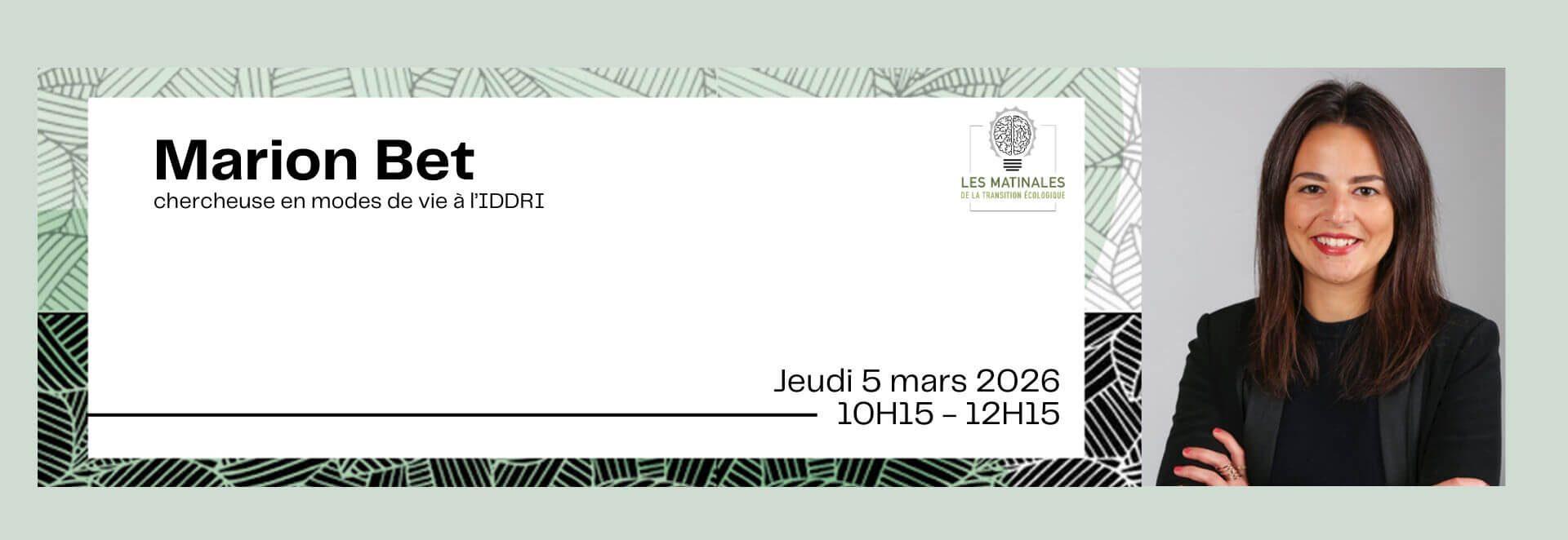 Marion Bet, chercheuse en modes de vie à l'IDDRI. Jeudi 5 mars 2026 de 10h15 à 12h15.