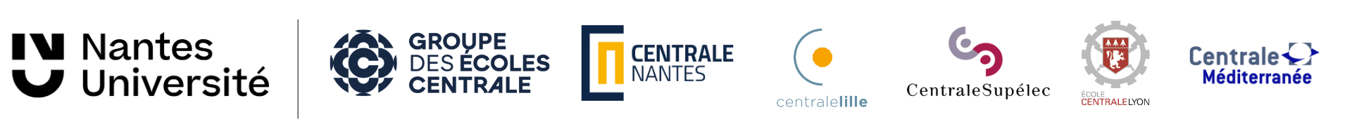 Nantes Université; Groupe des écoles Centrale : Centrale Nantes, Centrale Lille, Centrale Supélec, Centrale Lyon, Centrale Lille, Centrale Méditerranée