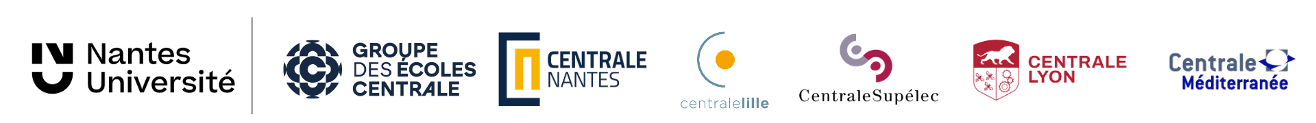 Nantes Université; Groupe des écoles Centrale : Centrale Nantes, Centrale Lille, Centrale Supélec, Centrale Lyon, Centrale Lille, Centrale Méditerranée