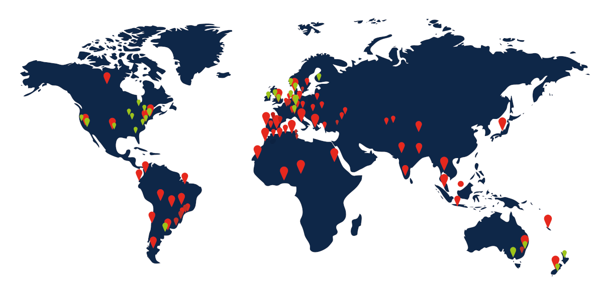 Carte des partenaires internationaux