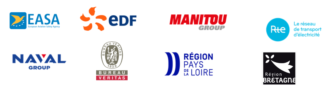EASA, edf, Manitou Group, Rte le réseau de transport d'électicité, Naval group, Bureau Veritas, Région Pays de la Loire, Région Bretagne