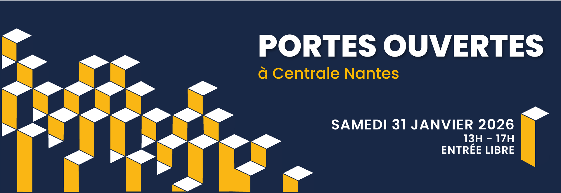Portes ouvertes à Centrale Nantes : samedi 31 janvier 2026, de 13h à 17h. Entrée libre.