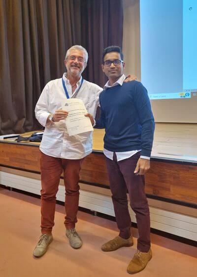 A gauche : Prof. Cino Viggiani (Président d'ALERT geomaterials et Prof. des Universités, Université Grenoble Alpes); à droite : Siddhartha H. Ommi